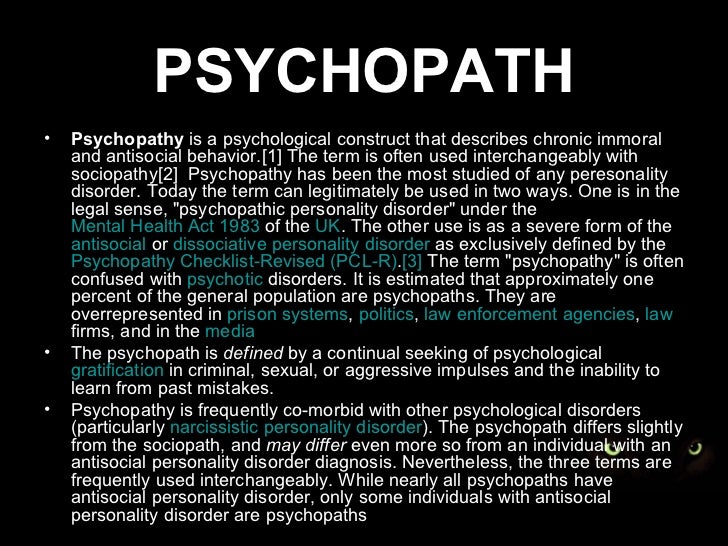 Psychopath symptom